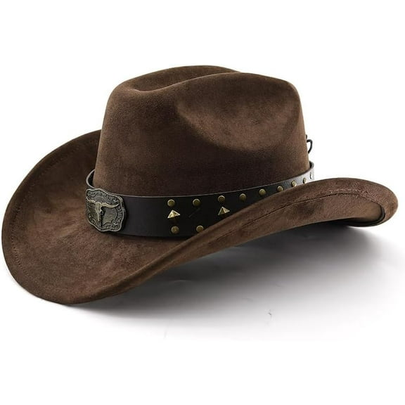 Cowboy Hat for Women Men with Shapeable Wide Brim Western Suede Hat for Cowboys and Cowgirls
