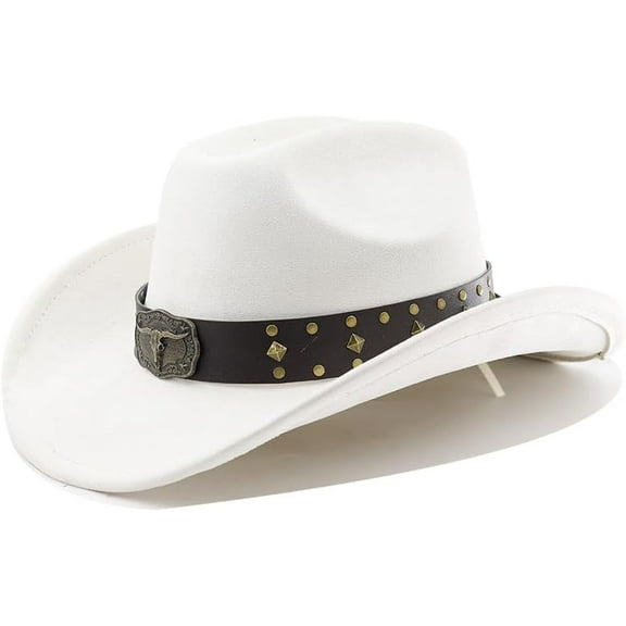 Cowboy Hat for Women Men with Shapeable Wide Brim Western Suede Hat for Cowboys and Cowgirls