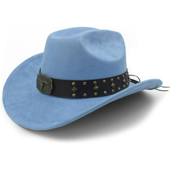 Cowboy Hat for Women Men with Shapeable Wide Brim Western Suede Hat for Cowboys and Cowgirls
