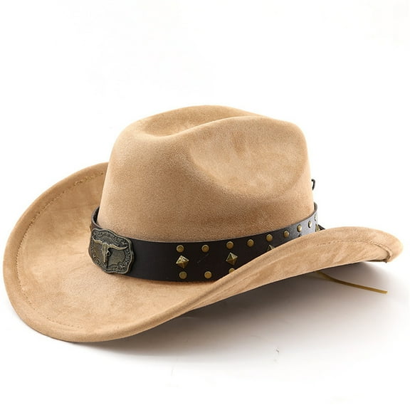 Cowboy Hat for Women Men with Shapeable Wide Brim Western Suede Hat for Cowboys and Cowgirls