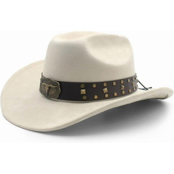 Cowboy Hat for Women Men with Shapeable Wide Brim Western Suede Hat for Cowboys and Cowgirls