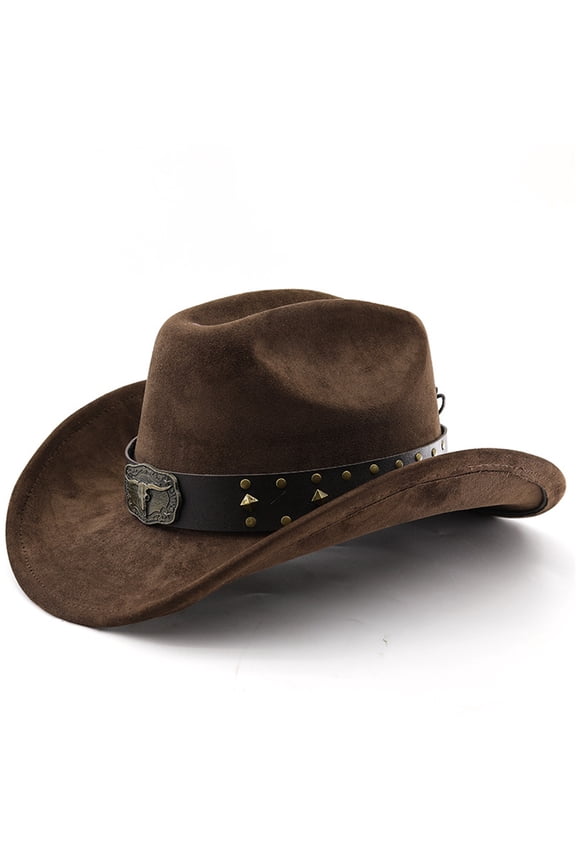 Cowboy Hat for Women Men with Shapeable Wide Brim Western Suede Hat for Cowboys and Cowgirls