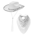 thumbnail image 1 of Cowboy Hat for Women Sparkly Sequin Wide Brim Hats Felt Western Cowgirl Hats for Cosplay Fancy Dress Dress-up Party, 1 of 7