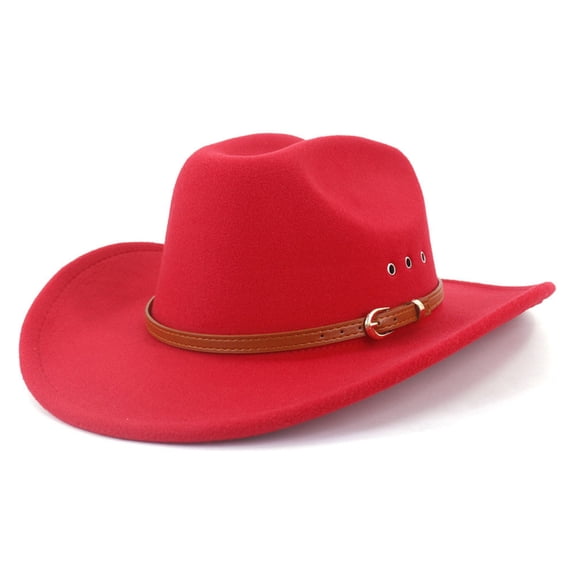 Cowboy Hat for Women and Men Felt Wide Brim Classic Outdoor Fedora Hats Western Cowboy Cowgirl Hats with Belt Buckle