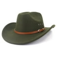 thumbnail image 1 of Cowboy Hat for Women and Men Felt Wide Brim Classic Outdoor Fedora Hats Western Cowboy Cowgirl Hats with Belt Buckle, 1 of 7