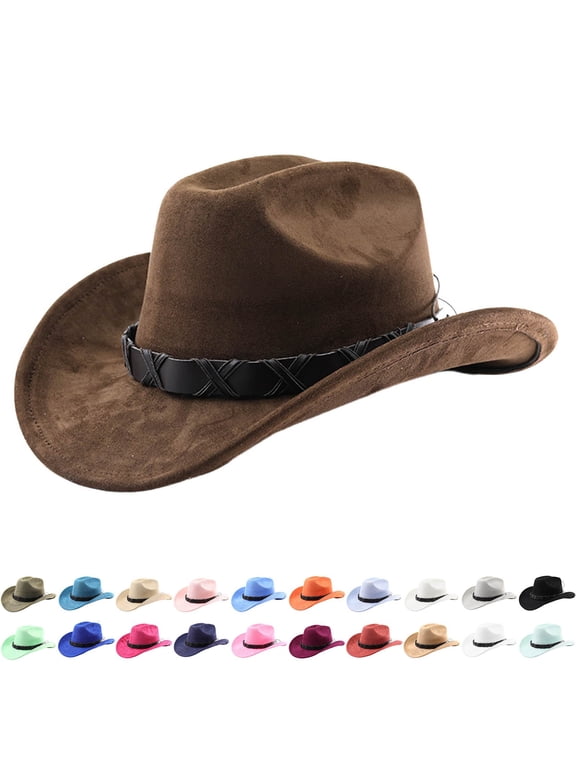 Cowboy Hat for Women and Men Felt Wide Brim Suede Cowboy Cowgirl Hats Felt Cattleman Western Hats Party