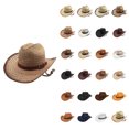 thumbnail image 1 of Cowboy Hat for Women and Men Khak Classic Western Felt Cowboy Cowgirl Hat Outdoor Wide Brim Belt Buckle Retro Fedora Hats Unisex Rolled up Caps, 1 of 5