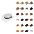 thumbnail image 1 of Cowboy Hat for Women and Men White Classic Western Felt Cowboy Cowgirl Hat Outdoor Wide Brim Belt Buckle Retro Fedora Hats Unisex Rolled up Caps, 1 of 5
