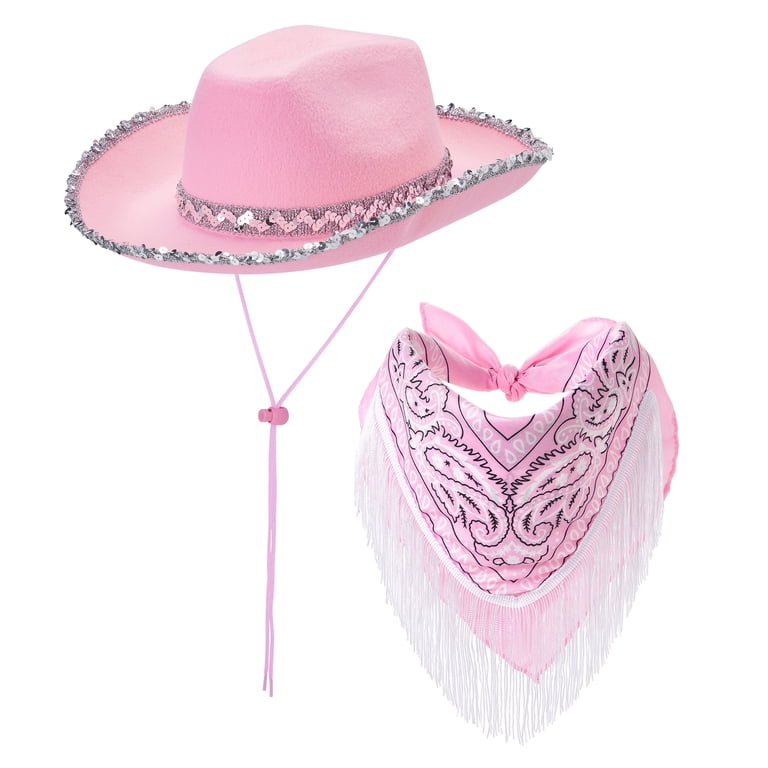 3471 Cowboy Hat With Fringed Bandana Set For Women Wide Brim Western Cowgirl 71qSaLLLc-L._AC_UY1000_.jpg main image 3