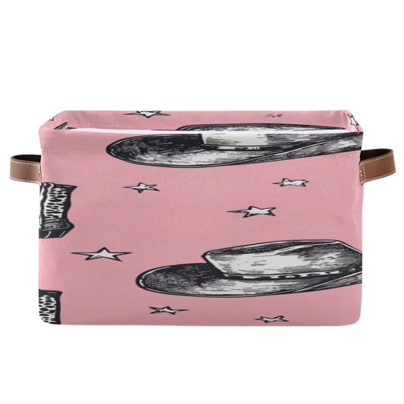 Cowboy Hats Boots Stars Square Storage Bins with Handles Collapsible Containing Box 1 Pack