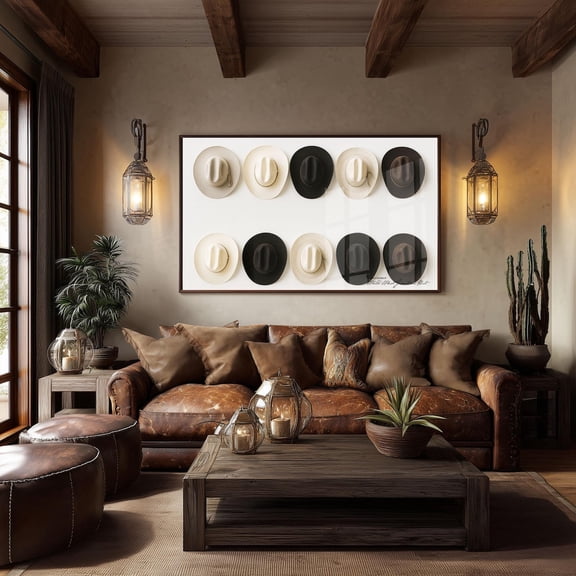 Cowboy Hats Print, Rustic Western Wall Art, Texas Decor Home Decor #3012, Unframed Poster Size 8x12