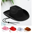 thumbnail image 1 of Cowboy Hats Western Cowboy Hat Plain Cowboy Hat with Adjustable Drawstring for Wedding Stage Performance, 1 of 3