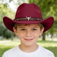 thumbnail image 1 of Cowboy Hats for Kids Party Western Cowboy Hat for Kids Girls with Buckle Blet Cowgirl Hat Wide Brim Fedora Hat Rodeo Party Hats, 1 of 7