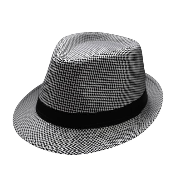 Cowboy Hats for Men British Solid Jazz Travel Fedora Hats for Men Black One Size