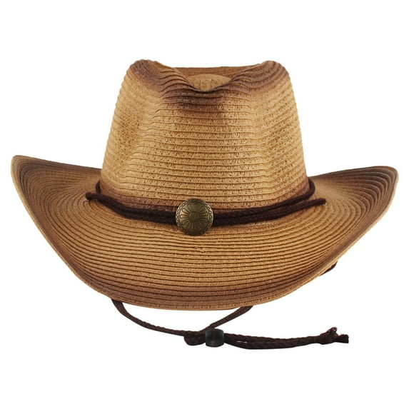 Cowboy Hats for Men Khaki Hats Straw Cowboy Hats Wide Brim Western Outback One Size