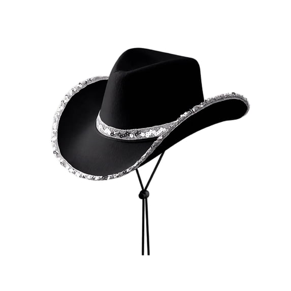 Cowboy Hats for Women Large Sequin Cowgir𝐥 Rodeo Fedora Western Retro Classic with Dazzling,One Size