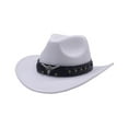 thumbnail image 1 of Mens Cowboy Hat Leather Cowboy Hat White Hats Caps for Men One Size, 1 of 3