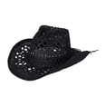 thumbnail image 1 of Cowboy Hats for Women Sun Hat Straw Hat Breathable Cowgirl Unisex Beach Men's Hats & Caps Black, 1 of 9
