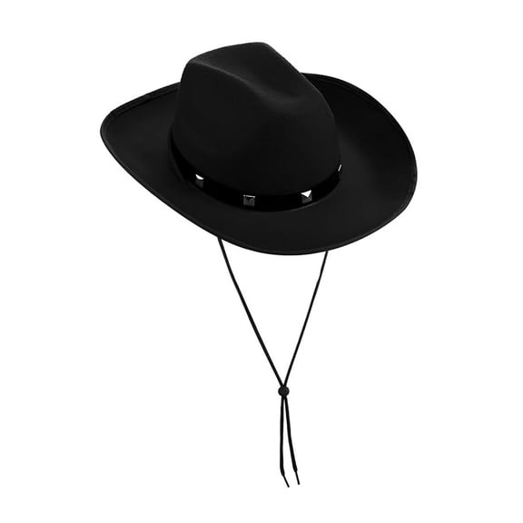Cowboy Hats with Adjustable Chin Rope for Proms Banquets Party Rivets Decors Cowboy Hats for Adult Teen Taking Photo