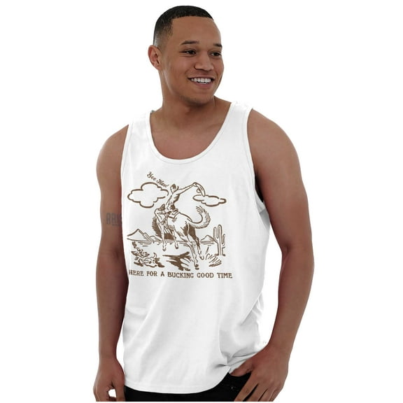 Cowboy Here For A Bucking Good Time Plus Size Graphic Tank Top Brisco Brands 2X