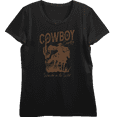 thumbnail image 1 of Cowboy Horse And Rider Women's Black Crew Neck Short Sleeve Top-Medium, 1 of 3