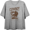 thumbnail image 1 of Cowboy Horse And Rider Women's Heather Gray Crew Neck Short Sleeve Top-Medium, 1 of 3