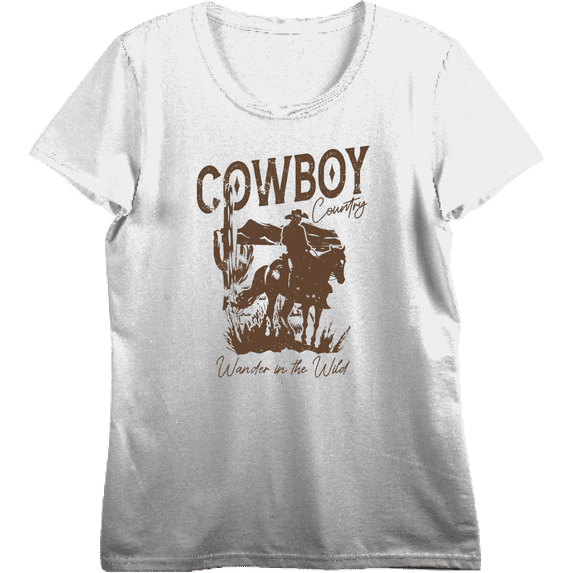 Cowboy Horse And Rider Women's Vivid White Crew Neck Short Sleeve Top-3XL