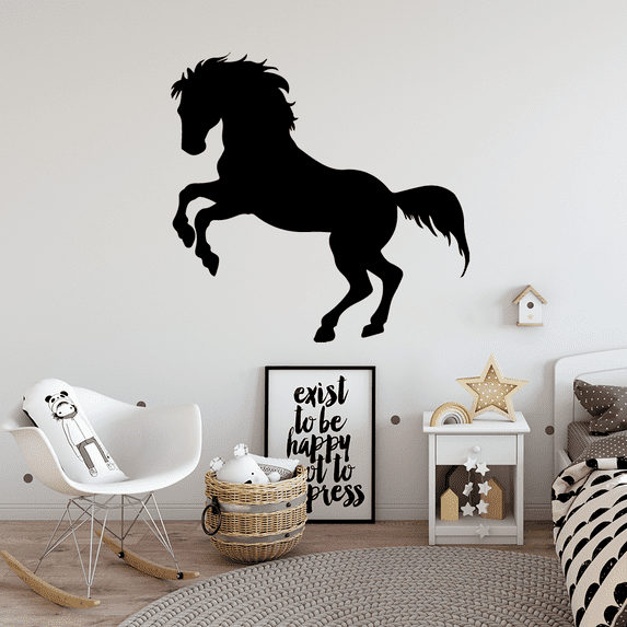 Cowboy Horse Cool Horse Large Horse Stock Horse Silhouette Drawing Vinyl Wall Art Sticker Wall Decal Home Kids Room Study Room Boys Room Wall Décoration Design Wall Décor Decal Size (20x18 inch)