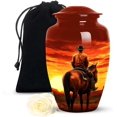 thumbnail image 1 of Cowboy Horse Cremation Urn, Western Memorial Urn For Ashes Adult Male, Horse Rider Decorative Cremation Urn For Men, Cowboy Tribute Urn For Funeral, Size 6 Inch, 1 of 7