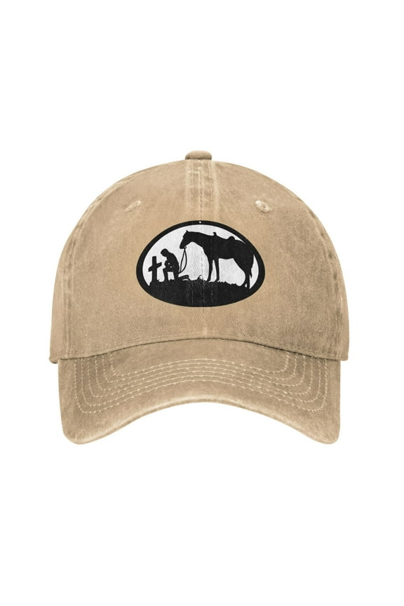Cowboy Horse Prayer Cross Cowboy Hat Baseball Hat Trucker Hat For Men Women Retro Denim Hats Baseball Cap Dad Hat