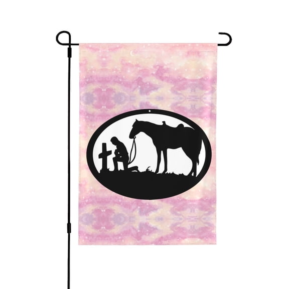 Cowboy Horse Prayer Cross Garden Flag 12.5 X 18 Inch Double Sided, Decorative Flag Balcony Courtyard Indoor Welcome Garden Flag