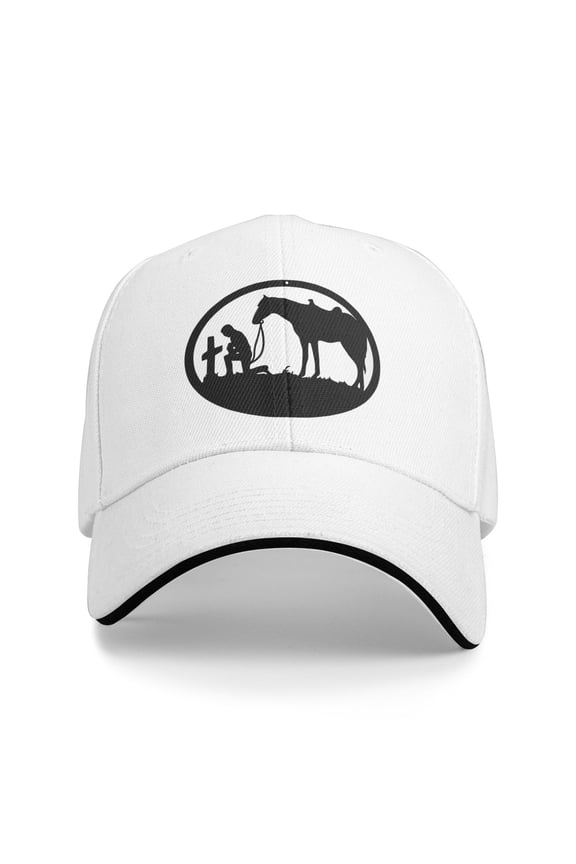 Cowboy Horse Prayer Cross Unisex Sandwich Cap Classic Baseball Capunisex Adjustable Casquette Dad Hat