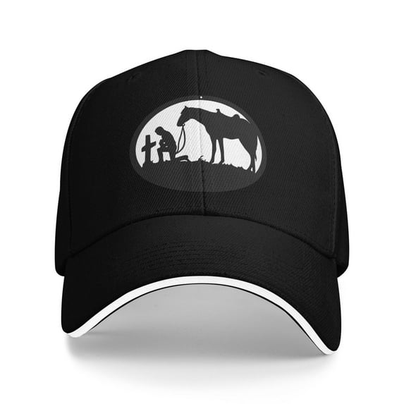 Cowboy Horse Prayer Cross Unisex Sandwich Cap Classic Baseball Capunisex Adjustable Casquette Dad Hat