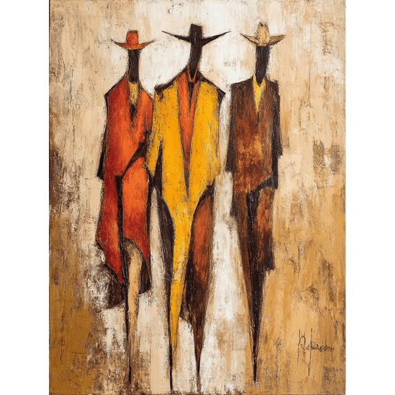 Cowboy Horse Riding Abstract Art Painting, Canvas Print, Wall Art, Home Decor, Suitable for Living Room, Bedroom, Office, Hotel, Restaurant.