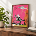 Cowboy-J Framed 24"L x 16"W Surreal Western UFO Canvas Art Print ...