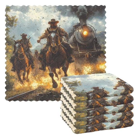 Cowboy Kitchen Cloth Dish Towels for Drying Washing Absorbent Dish Rags Reusable soft kitchen dishcloth set 6 Pack