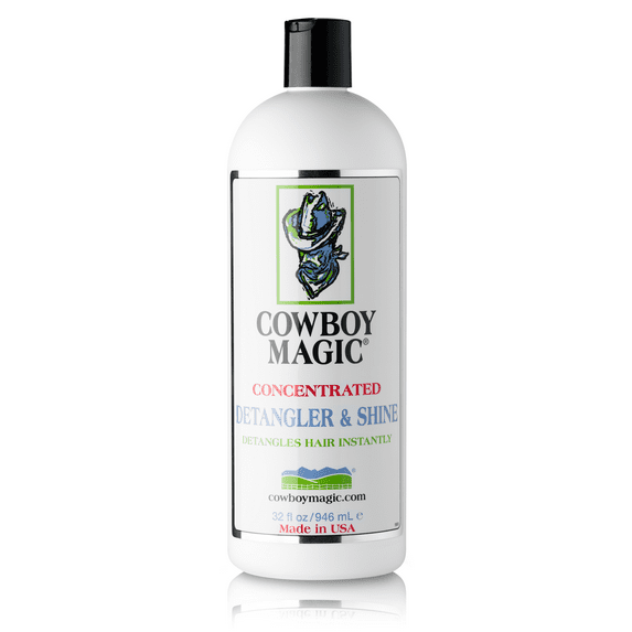 Cowboy Magic Detangler & Shine: Instantly Untangles Knots, Dreadlocks, and Tangles, Silk Protein for High Shine, Makes Hair Easy to Brush and Comb (32 oz)