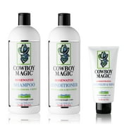 Cowboy Magic Shampoo & Conditioner 32 oz Each + Detangler & Shine 4 oz   Rosewater Herbal Blend for Silky, Smooth Hair