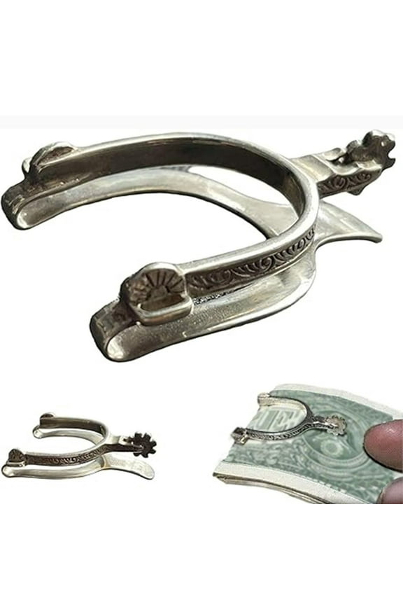 Cowboy Money Clip Western Spur Design Metal Money Clip - Rustic Cowboy Style Wallet for Men'S Cash Credit Cards Accessory Western Wallet