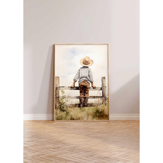 Cowboy Nursery Print, Cowboy Decor, Baby Boy Western Nursery Decor, Nursery Wall Art, Western Art, Boys Bedroom Decor, Farmhouse Home Decor #361, Unframed Canvas Size 8x12