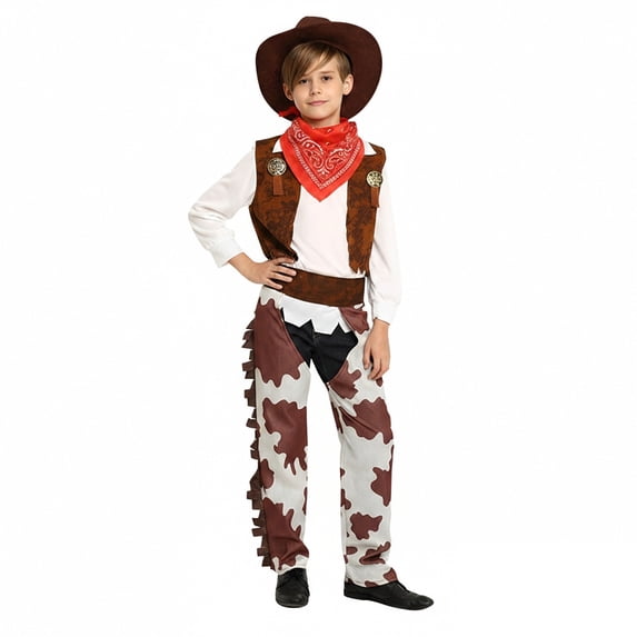 Cowboy Outfits for Boys Sleeveless Cowboy Vest Hat Set Western Outfits Halloween Boys Size S-L