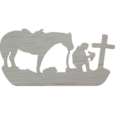 Cowboy Praying at Cross Wood Shape, 4'' Blank DIY Craft
