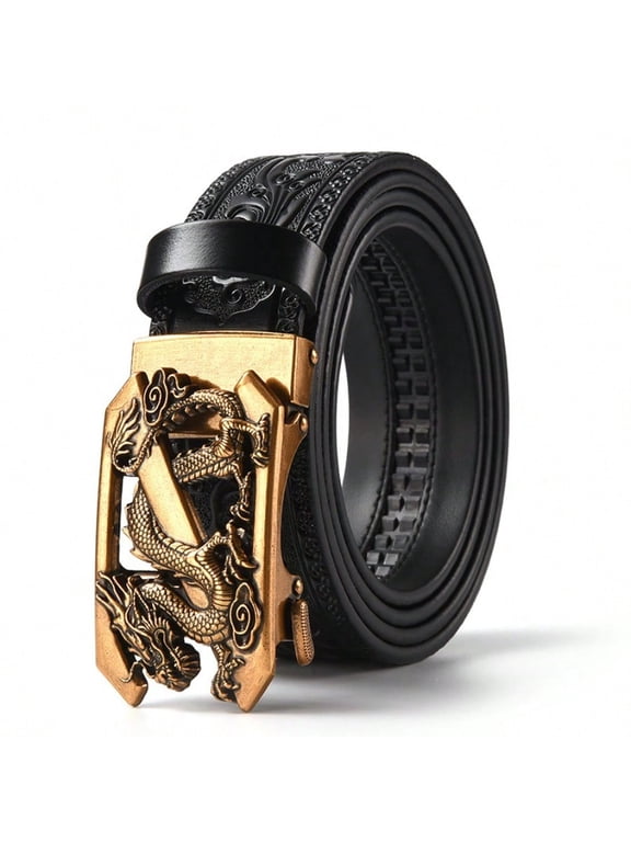 Cowboy Ratchet Belt Western Leather Belts for Men with Automatic Cowboy Buckle-No Box
