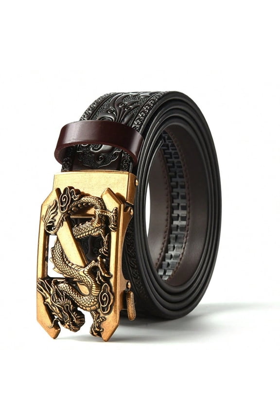 Cowboy Ratchet Belt Western Leather Belts for Men with Automatic Cowboy Buckle-No Box