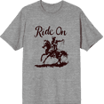 thumbnail image 1 of Cowboy "Ride On" Adult Heather Gray Crew Neck Short Sleeve Tee-Medium, 1 of 4