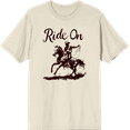 thumbnail image 1 of Cowboy "Ride On" Adult Natural Crew Neck Short Sleeve Tee-XL, 1 of 4