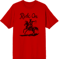thumbnail image 1 of Cowboy "Ride On" Adult Red Crew Neck Short Sleeve Tee-Medium, 1 of 4
