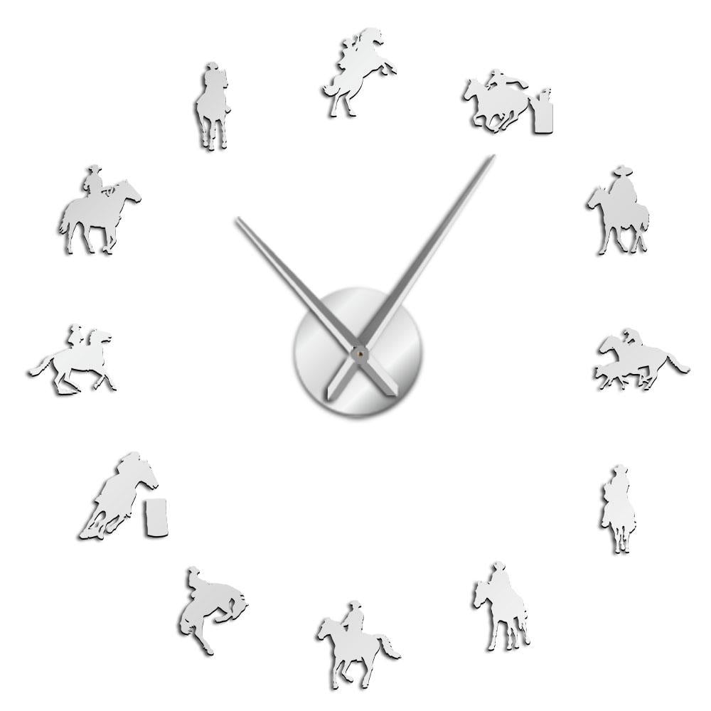 Cowboy Rider Silhouette Frameless Wall Clock Stickers, DIY Modern ...