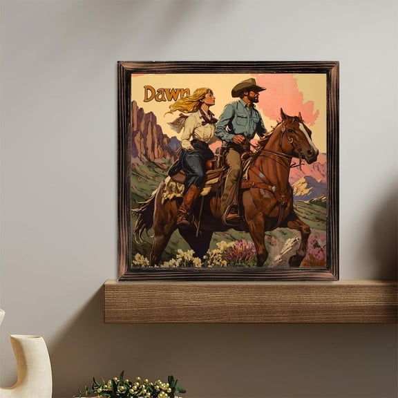 Cowboy Riders Scene Wooden Sign Wall Plaque - Vintage Art Decoration, Wall Decoration - Ideal Gift For Home Decoration, Living Room, Bathroom, Bedroom, Garden, Dining, Bar, Cafe, Festival Party Dec