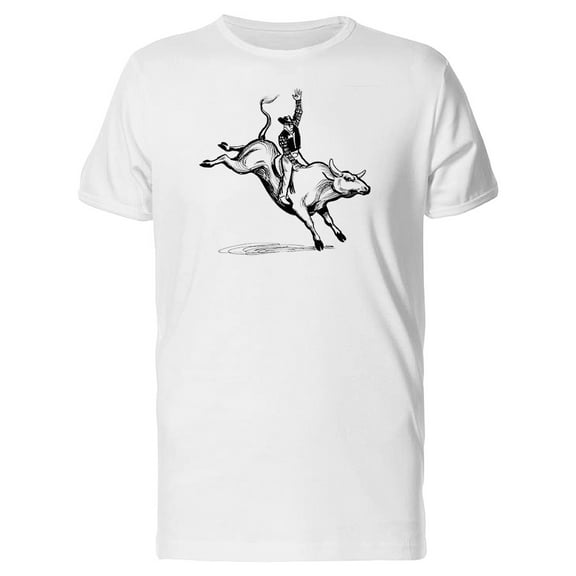 Cowboy Riding A Bull Sketch T-Shirt Men -Image by Shutterstock, Male 4X-Large